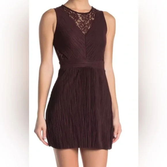 All Saints Ula Mini Dress Burgundy Size S - Picture 1 of 10